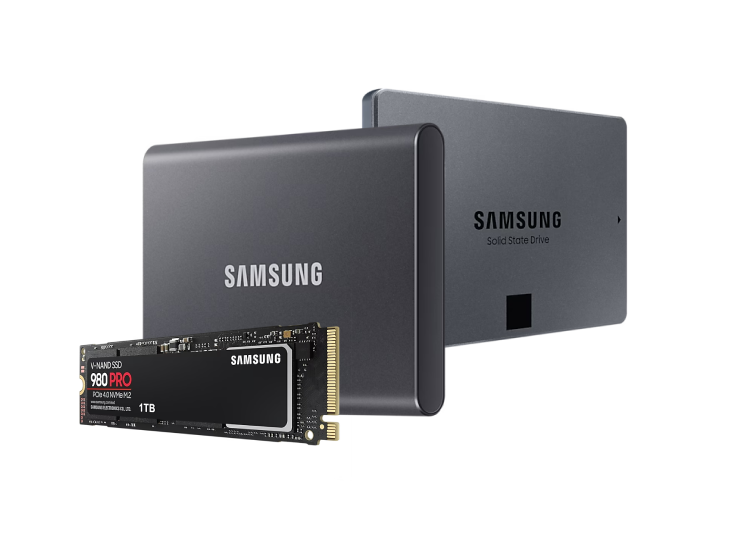 Samsung external SSDs, 2.5" SSDs and NVMe solid state drives